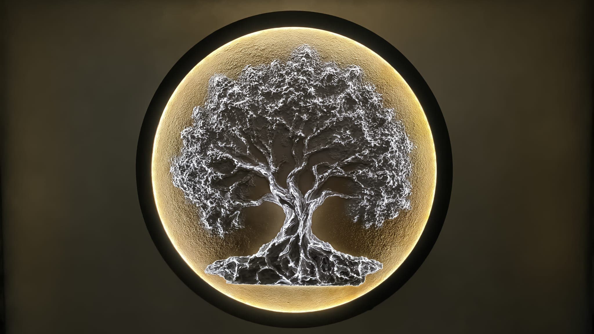 Tablou decorativ „Arborele Luminii” 82 cm cu LED – handmade, relief, design modern — image 3