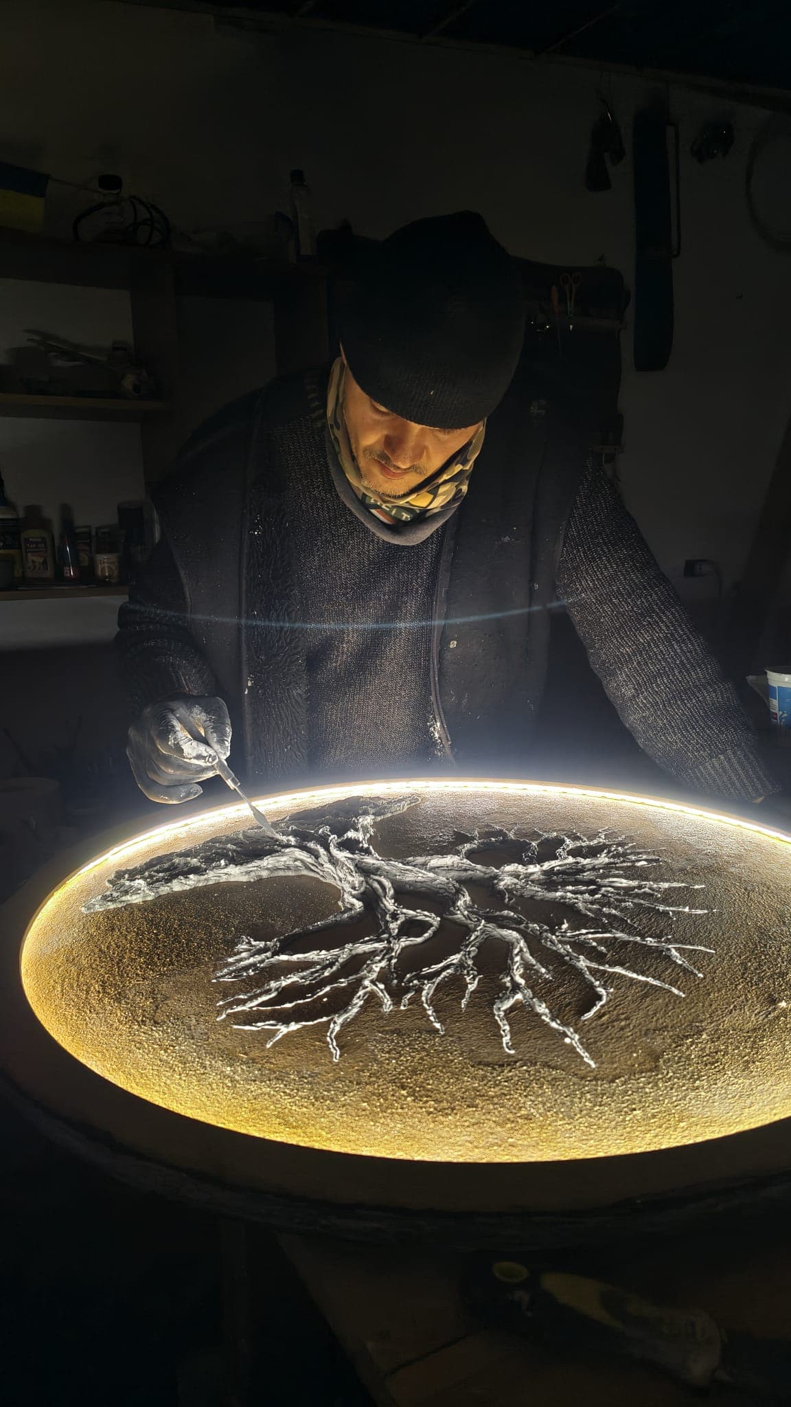 Tablou decorativ „Arborele Luminii” 82 cm cu LED – handmade, relief, design modern — image 5