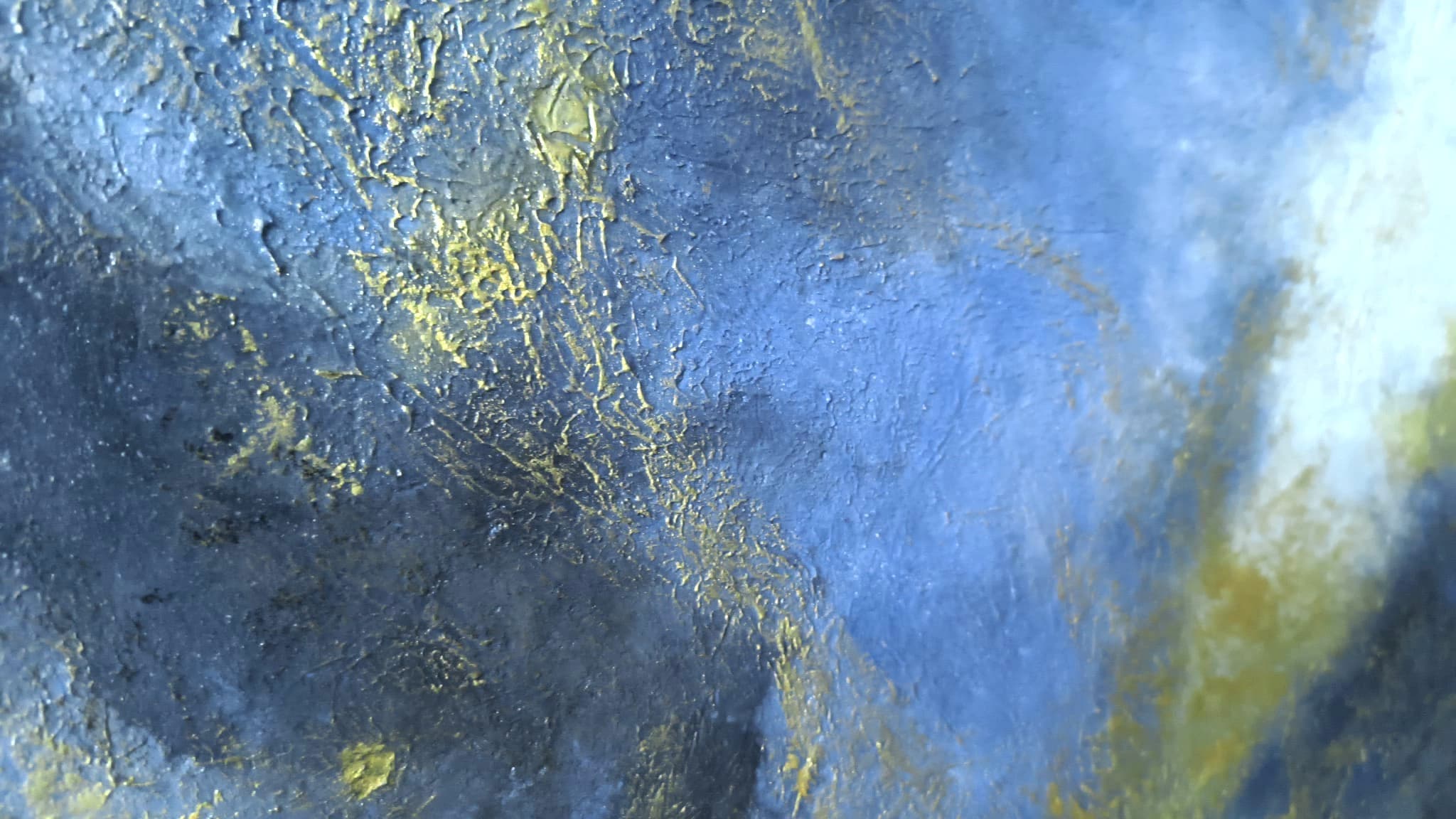 Tablou abstract albastru cu auriu 56x40 cm –pictură texturată, semnată — image 4