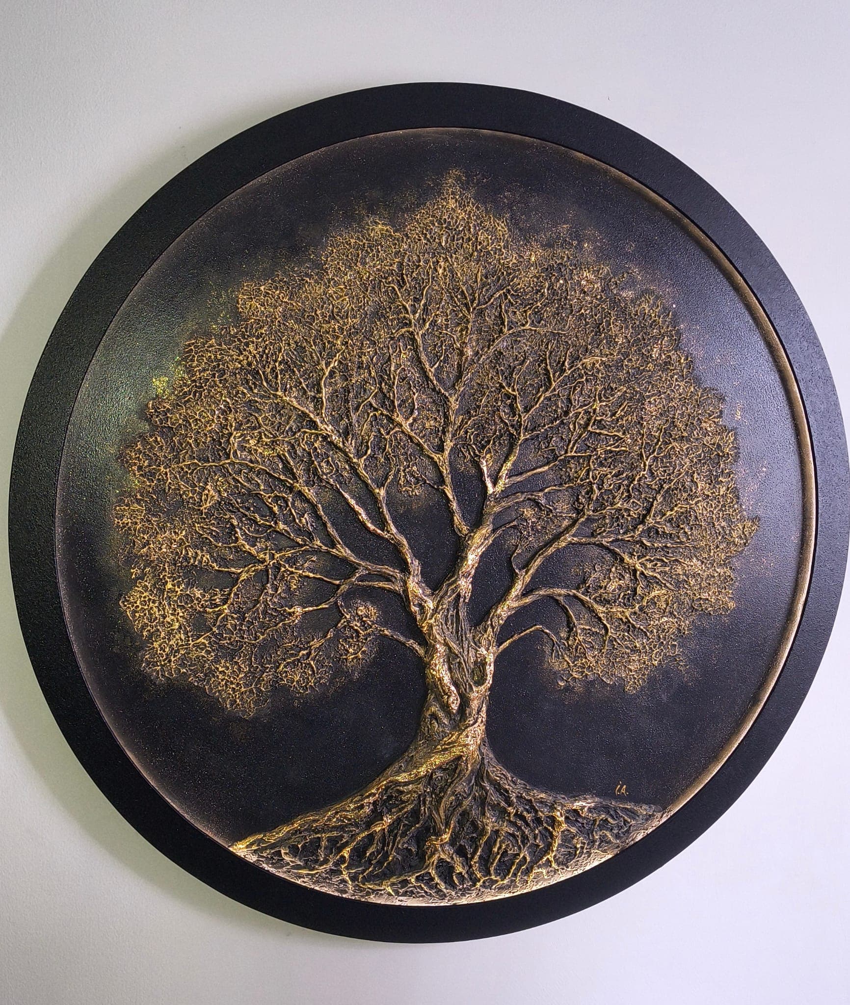 Tablou artistic „Rădăcini de Aur” – lucrare originală texturată – 92 cm